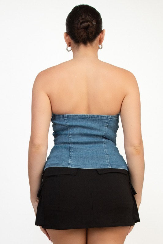 DENIM Zippered Tube Top