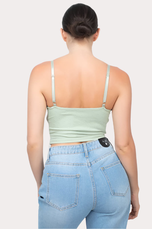 SAGE Dot Design Adjustable Crop Top