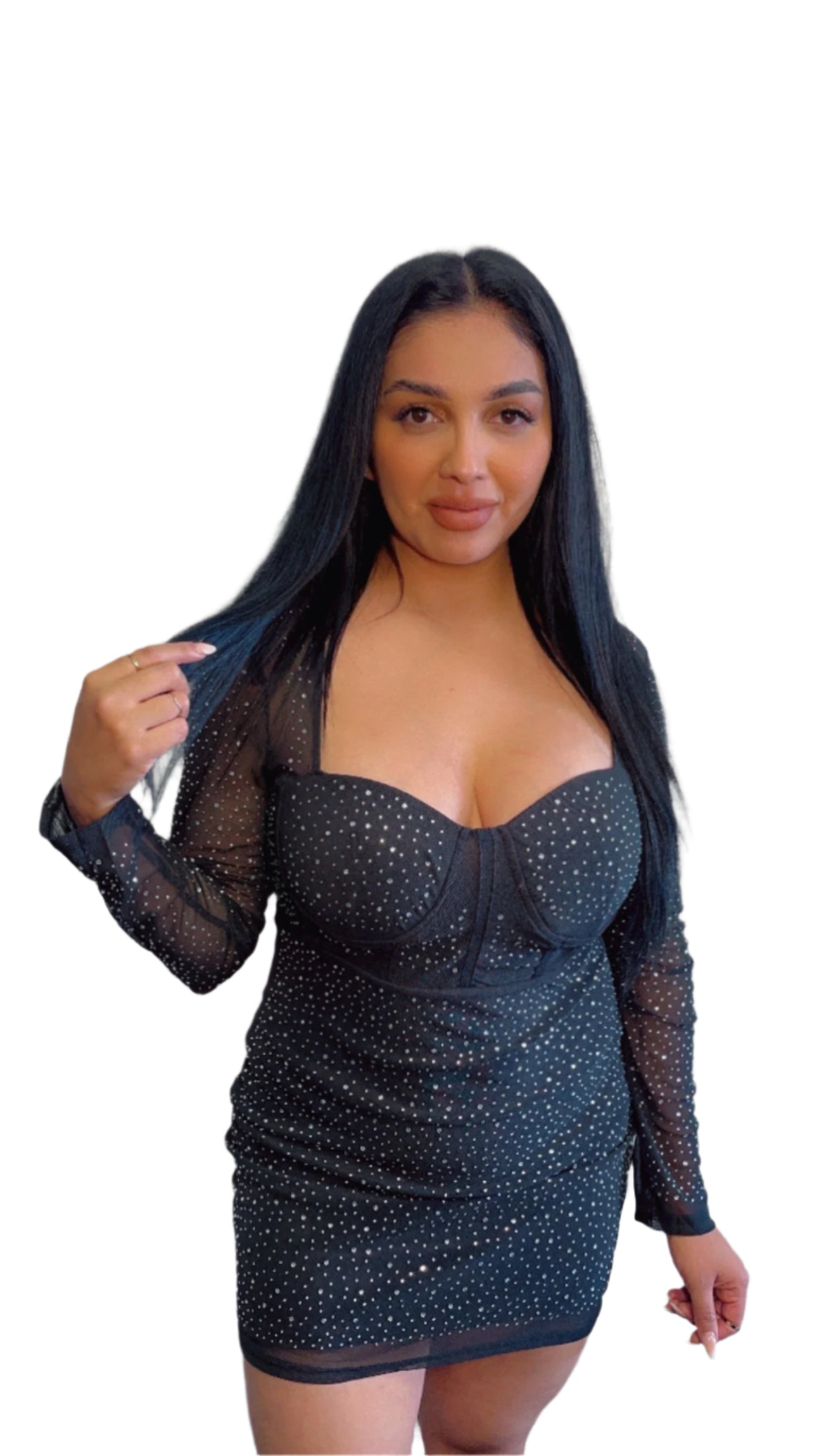 Black Mesh Dress Long Sleeve