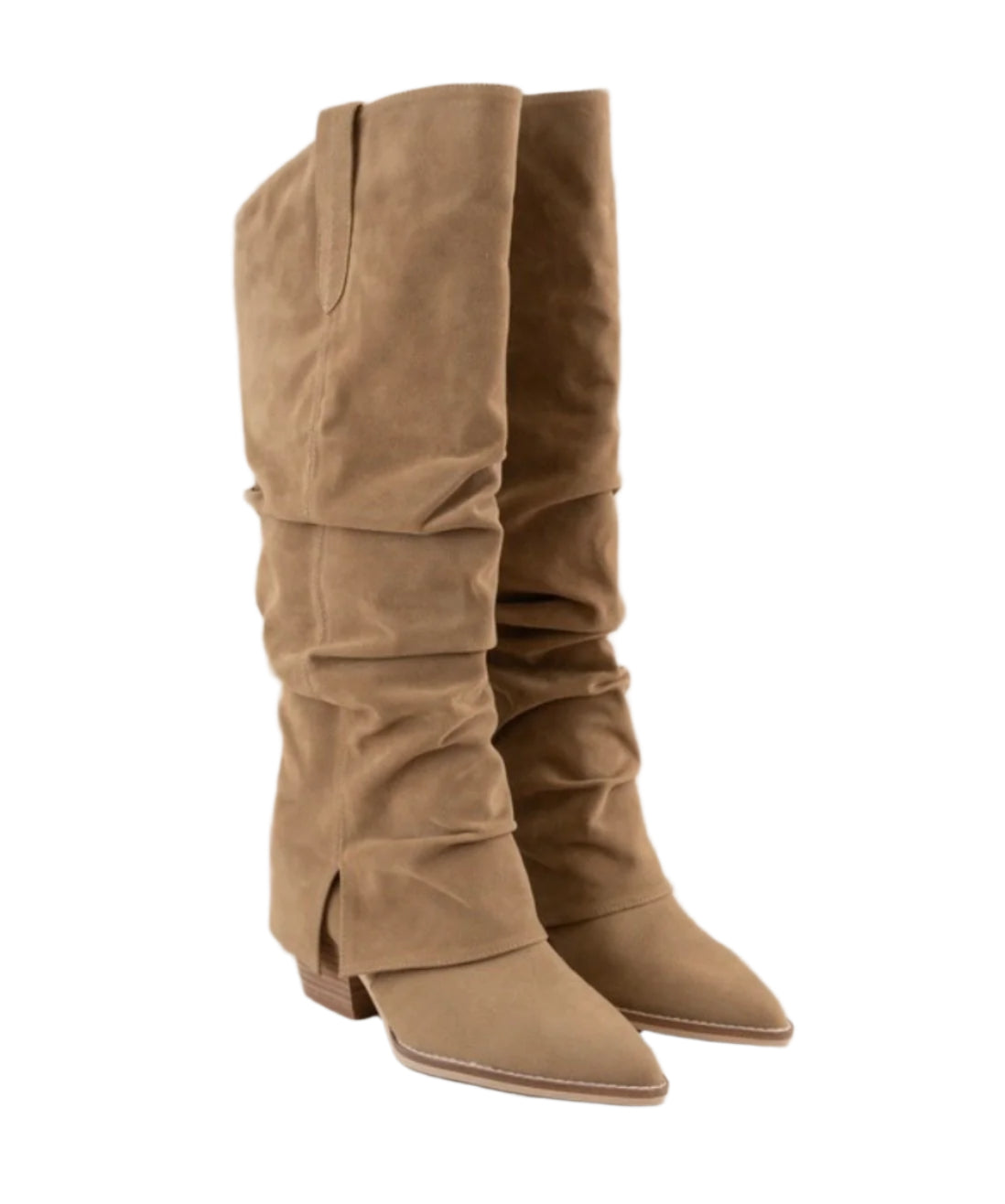 The Vanessa-KHAKI Fold Over Slit Jean Boots