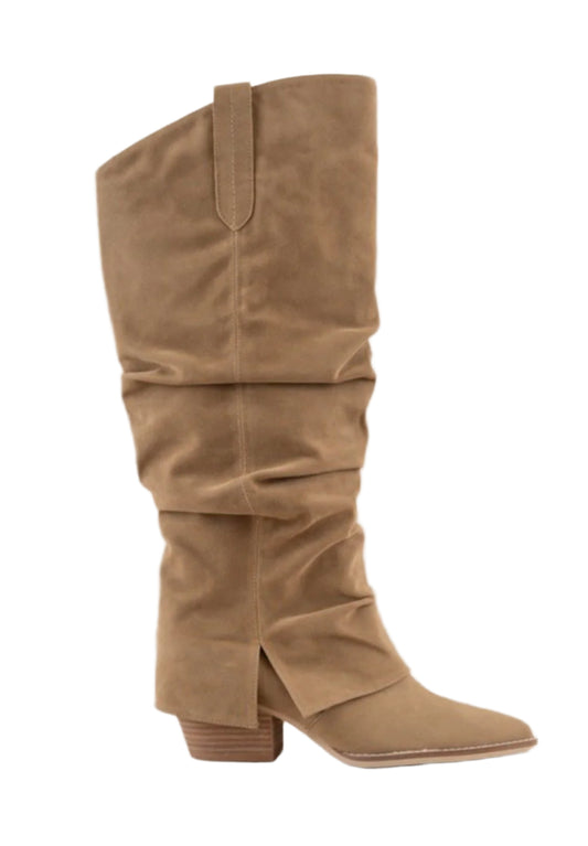 The Vanessa-KHAKI Fold Over Slit Jean Boots