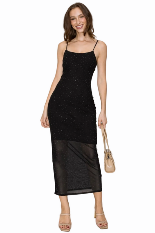 Medeline BLACK RHINESTONE DRESS
