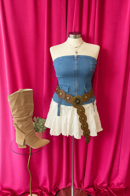 Hannah Ruffle Off White Skirt