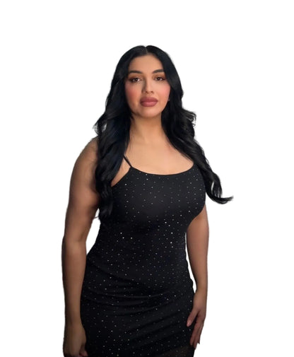 Medeline BLACK RHINESTONE DRESS